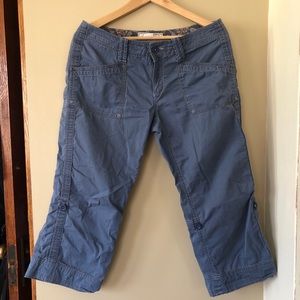 Blue Cargo Shorts with Relaxed Fit and Mid-Calf Length